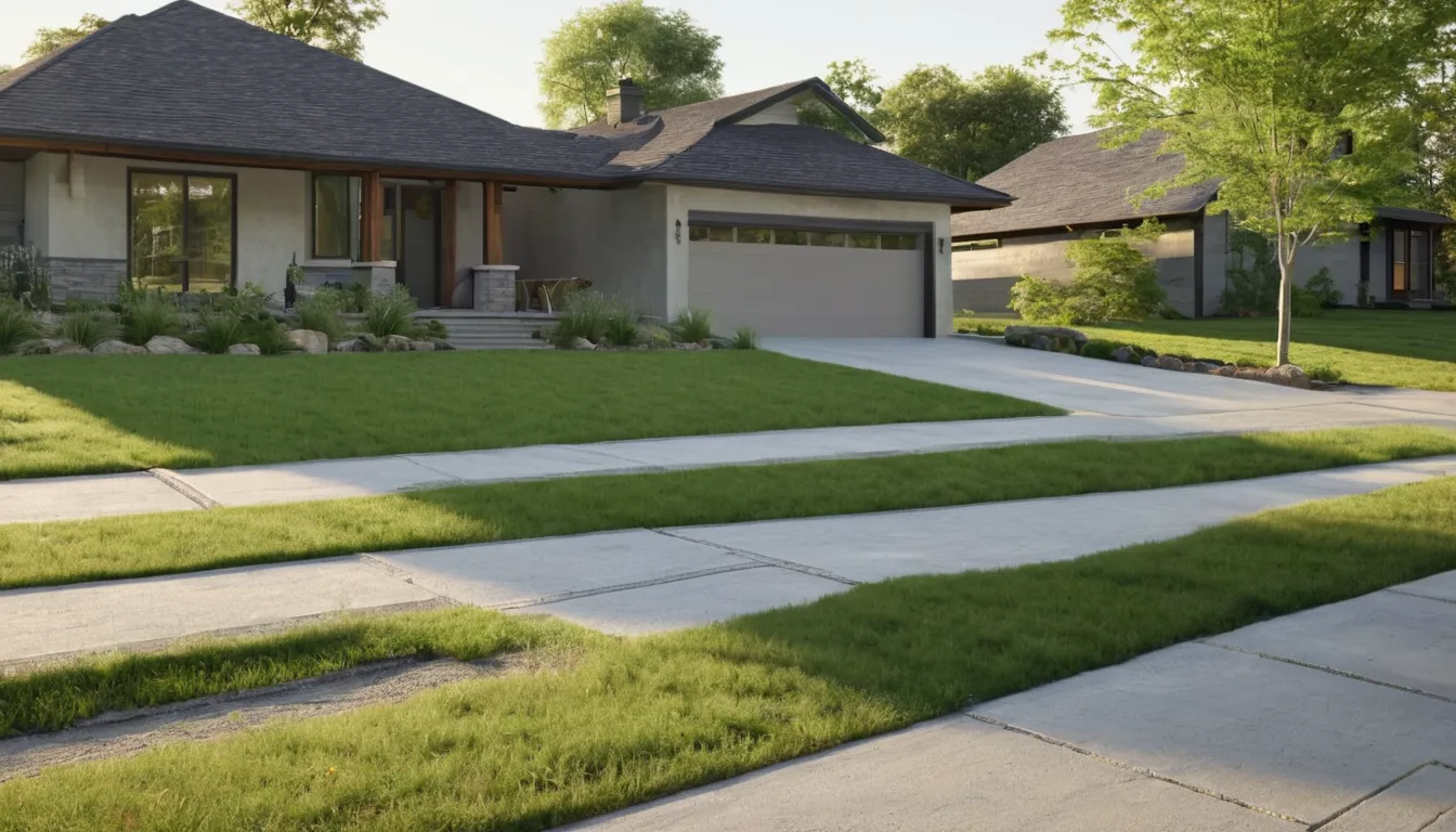 A freshly poured concrete driveway beside a frame house in Grafton